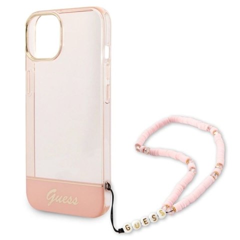 Etui Guess Translucent Pearl Strap na iPhone 14 Plus - różowe Guess