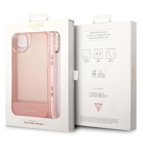 Etui Guess Translucent Pearl Strap na iPhone 14 Plus - różowe Guess