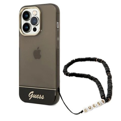 Etui Guess Translucent Pearl Strap na iPhone 14 Pro Max - czarne Guess