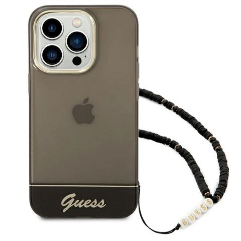 Etui Guess Translucent Pearl Strap na iPhone 14 Pro Max - czarne Guess