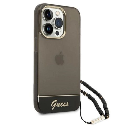 Etui Guess Translucent Pearl Strap na iPhone 14 Pro Max - czarne Guess