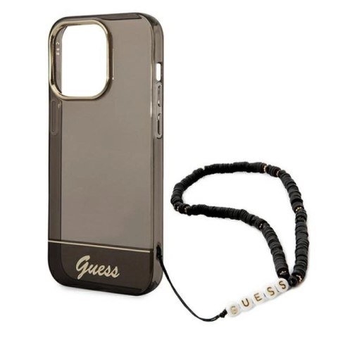Etui Guess Translucent Pearl Strap na iPhone 14 Pro Max - czarne Guess