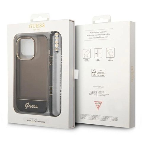 Etui Guess Translucent Pearl Strap na iPhone 14 Pro Max - czarne Guess