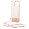 Etui Guess Translucent Pearl Strap na iPhone 14 Pro Max - różowe Guess