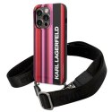 Etui Karl Lagerfeld Color Stripes Strap na iPhone 14 Pro - różowe Karl Lagerfeld