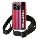 Etui Karl Lagerfeld Color Stripes Strap na iPhone 14 Pro - różowe Karl Lagerfeld