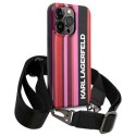 Etui Karl Lagerfeld Color Stripes Strap na iPhone 14 Pro - różowe Karl Lagerfeld