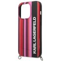 Etui Karl Lagerfeld Color Stripes Strap na iPhone 14 Pro - różowe Karl Lagerfeld