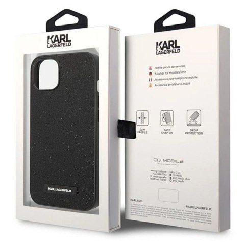 Etui Karl Lagerfeld Glitter Plaque Logo na iPhone 14 Plus - czarne Karl Lagerfeld