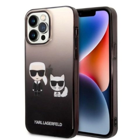 Etui Karl Lagerfeld Gradient Ikonik Karl & Choupette na iPhone 14 Pro 6,1" - czarne Karl Lagerfeld