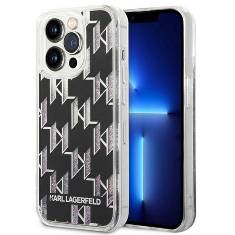 Etui Karl Lagerfeld Liquid Glitter Monogram na iPhone 14 Pro - czarne Karl Lagerfeld