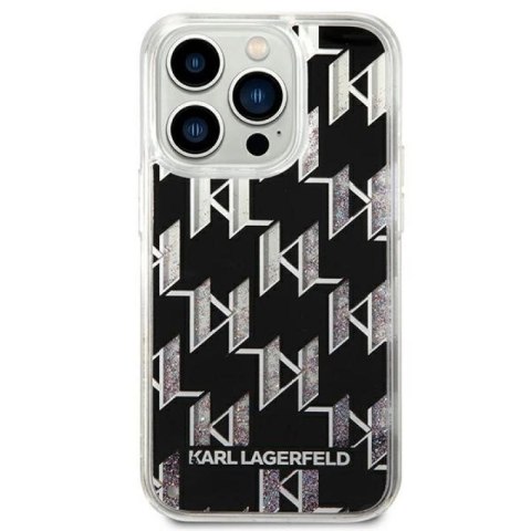 Etui Karl Lagerfeld Liquid Glitter Monogram na iPhone 14 Pro - czarne Karl Lagerfeld