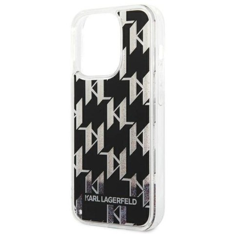 Etui Karl Lagerfeld Liquid Glitter Monogram na iPhone 14 Pro - czarne Karl Lagerfeld