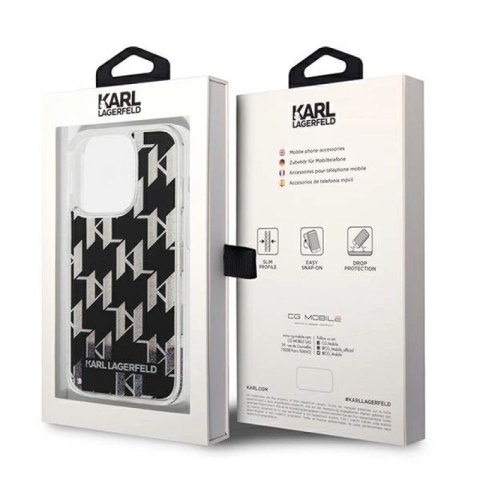 Etui Karl Lagerfeld Liquid Glitter Monogram na iPhone 14 Pro - czarne Karl Lagerfeld