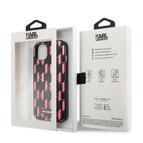 Etui Karl Lagerfeld Monogram Plaque na iPhone 13 mini - różowe Karl Lagerfeld