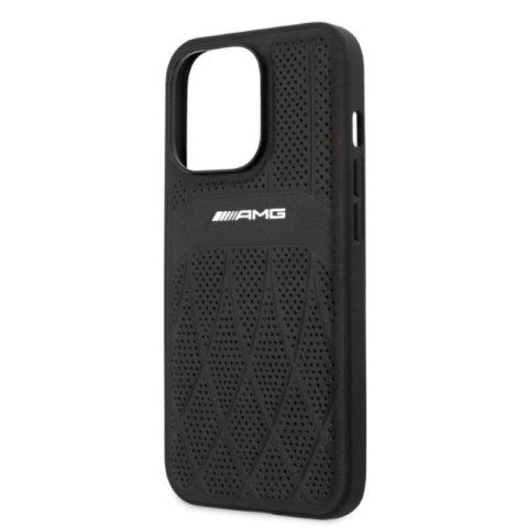 Etui AMG Leather Curved Lines na iPhone 13 Pro Max - czarne Mercedes