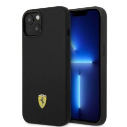 Etui Ferrari Silicone Metal Logo Magsafe na iPhone 14 Plus - czarne Ferrari