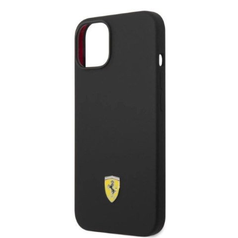 Etui Ferrari Silicone Metal Logo Magsafe na iPhone 14 Plus - czarne Ferrari