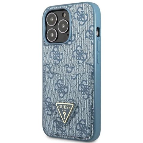 Etui Guess 4G Triangle Logo Cardslot na iPhone 13 Pro / 13 - niebieskie Guess