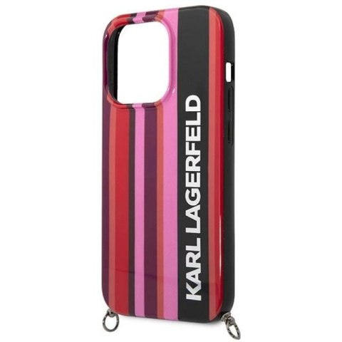 Etui Karl Lagerfeld Color Stripes Strap na iPhone 14 Pro Max - różowe Karl Lagerfeld