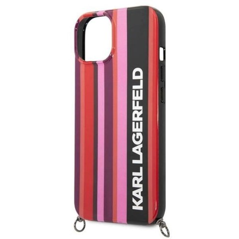 Etui Karl Lagerfeld Color Stripes Strap na iPhone 14 - różowe Karl Lagerfeld