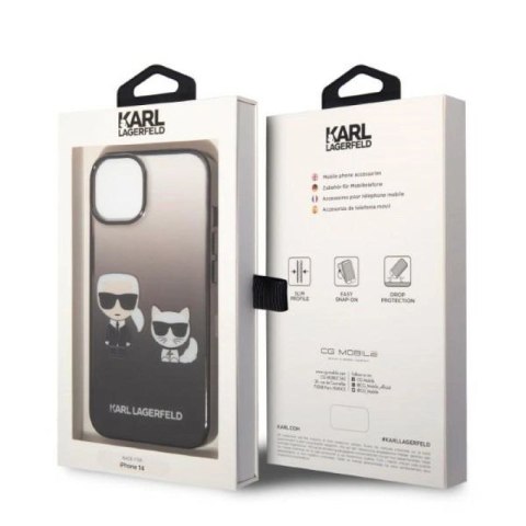 Etui Karl Lagerfeld Gradient Ikonik Karl&Choupette na iPhone 14 Plus - czarne Karl Lagerfeld