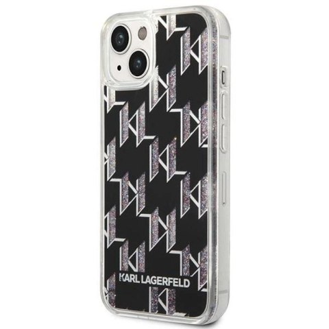 Etui Karl Lagerfeld Liquid Glitter Monogram na iPhone 14 Plus - czarne Karl Lagerfeld