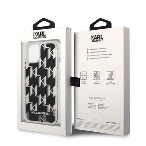 Etui Karl Lagerfeld Liquid Glitter Monogram na iPhone 14 Plus - czarne Karl Lagerfeld