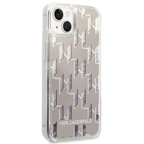Etui Karl Lagerfeld Liquid Glitter Monogram na iPhone 14 Plus - srebrne Karl Lagerfeld