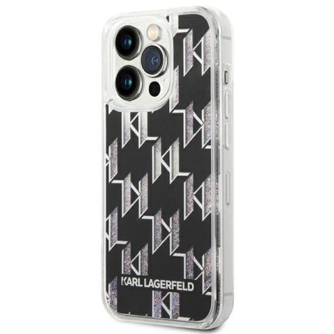 Etui Karl Lagerfeld Liquid Glitter Monogram na iPhone 14 Pro Max - czarne Karl Lagerfeld
