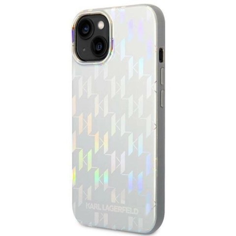 Etui Karl Lagerfeld Monogram Iridescent na iPhone 14 Plus - srebrne Karl Lagerfeld