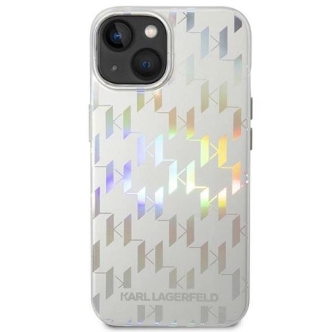 Etui Karl Lagerfeld Monogram Iridescent na iPhone 14 Plus - srebrne Karl Lagerfeld