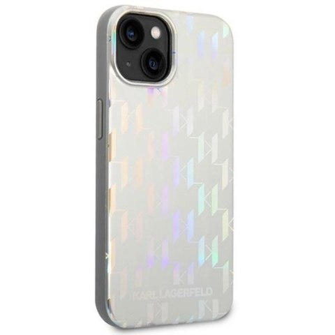 Etui Karl Lagerfeld Monogram Iridescent na iPhone 14 Plus - srebrne Karl Lagerfeld
