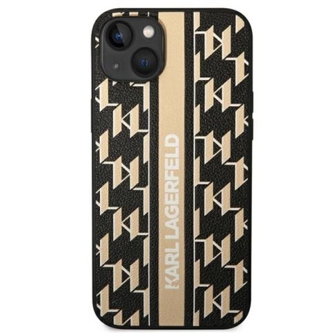 Etui Karl Lagerfeld Monogram Stripe na iPhone 14 Plus - brązowe Karl Lagerfeld