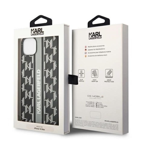 Etui Karl Lagerfeld Monogram Stripe na iPhone 14 Plus - szare Karl Lagerfeld