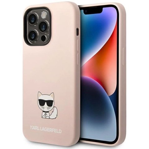Etui Karl Lagerfeld Silicone Choupette Body na iPhone 14 Pro Max - jasnoróżowe Karl Lagerfeld