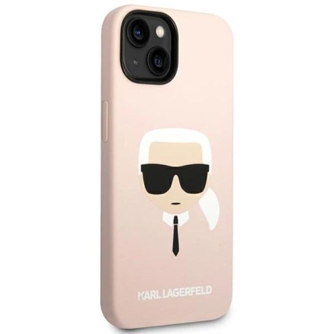 Etui Karl Lagerfeld Silicone Karl's Head MagSafe na iPhone 14 Plus - jasnoróżowe Karl Lagerfeld