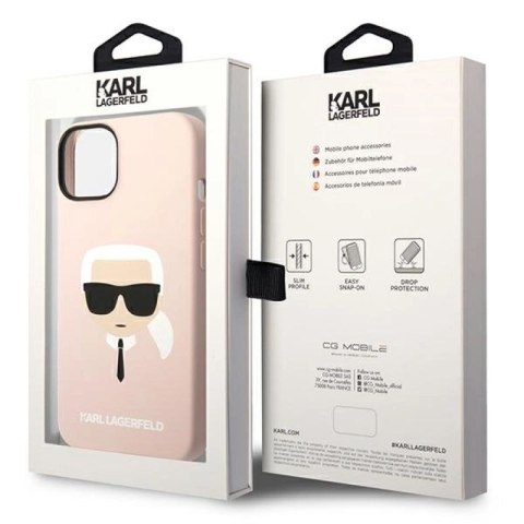 Etui Karl Lagerfeld Silicone Karl's Head MagSafe na iPhone 14 Plus - jasnoróżowe Karl Lagerfeld