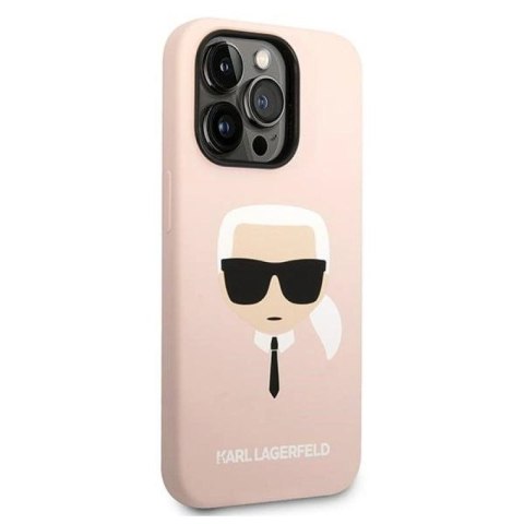 Etui Karl Lagerfeld Silicone Karl's Head MagSafe na iPhone 14 Pro - jasnoróżowe Karl Lagerfeld