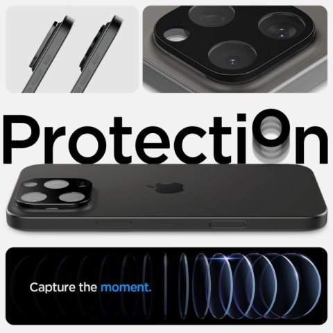 Osłona aparatu Spigen Optik.tR Camera Protector na iPhone 14 Pro / Pro Max / 15 Pro / Pro Max / 16 Pro / Pro Max- czarna 2 szt. Spigen