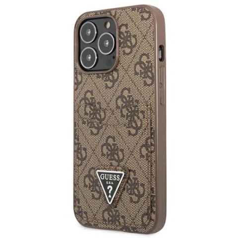 Etui Guess 4G Triangle Logo Cardslot na iPhone 13 Pro / 13 - brązowe Guess