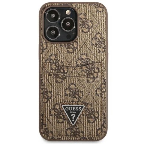 Etui Guess 4G Triangle Logo Cardslot na iPhone 13 Pro / 13 - brązowe Guess