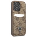 Etui Guess 4G Triangle Logo Cardslot na iPhone 13 Pro / 13 - brązowe Guess