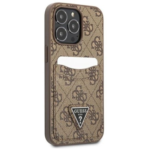 Etui Guess 4G Triangle Logo Cardslot na iPhone 13 Pro / 13 - brązowe Guess