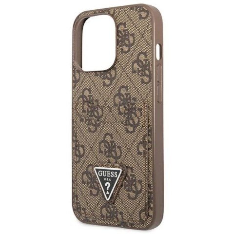 Etui Guess 4G Triangle Logo Cardslot na iPhone 13 Pro / 13 - brązowe Guess