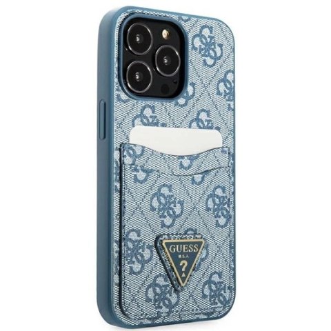 Etui Guess 4G Triangle Logo Cardslot na iPhone 13 Pro / 13 - niebieskie Guess