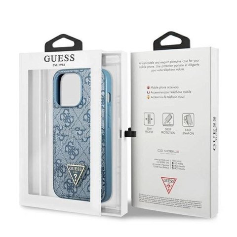 Etui Guess 4G Triangle Logo Cardslot na iPhone 13 Pro / 13 - niebieskie Guess