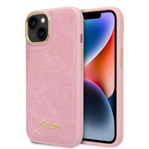 Etui Guess Croco Collection na iPhone 14 Plus - różowe Guess