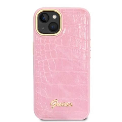 Etui Guess Croco Collection na iPhone 14 Plus - różowe Guess
