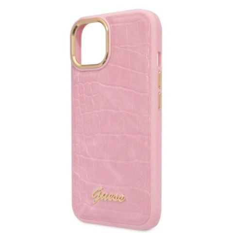Etui Guess Croco Collection na iPhone 14 Plus - różowe Guess